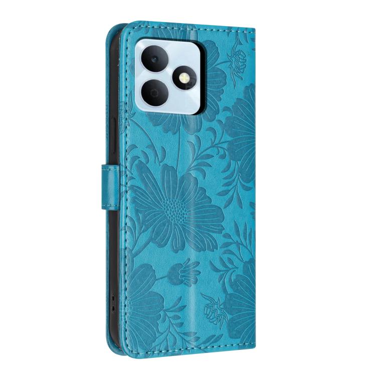 For Realme Note 80 4G Sunflower Embossed Vegan Leather Phone Case with Small Black Rope