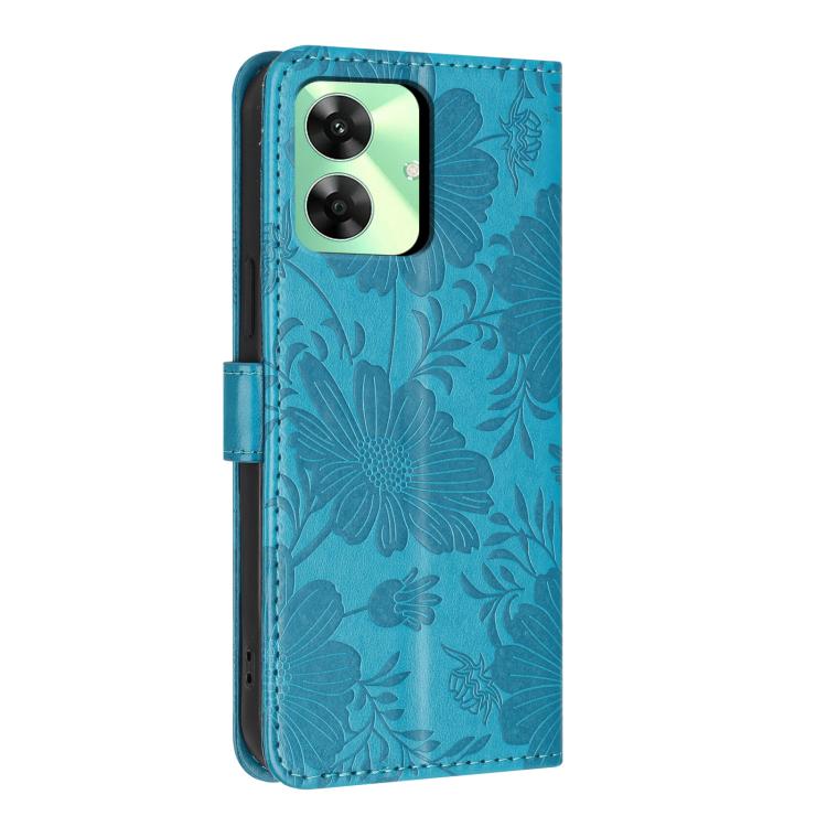For Realme C61 / C63 Sunflower Embossed Vegan Leather Phone Case with Small Black Rope
