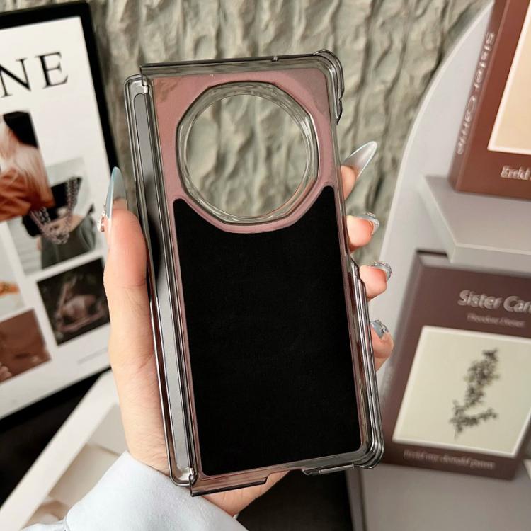 For Honor Magic V6 Leather Texture Hinge Magnetic Rotating Stand Phone Case