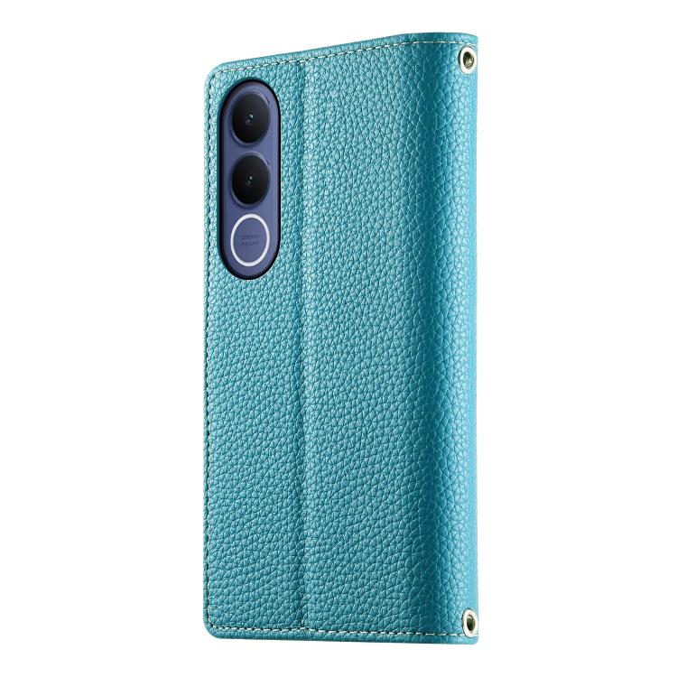 For vivo V70 FE 5G Stitching Multi-card Zipper Wallet Leather Phone Case with Short Strap