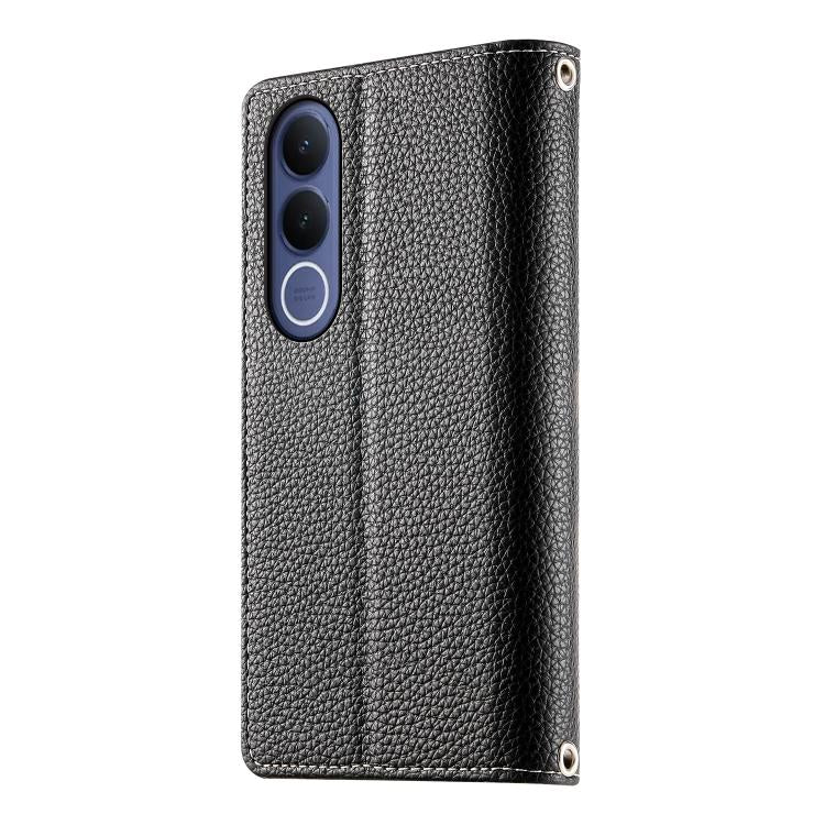 For vivo V70 FE 5G Stitching Multi-card Zipper Wallet Leather Phone Case with Short Strap