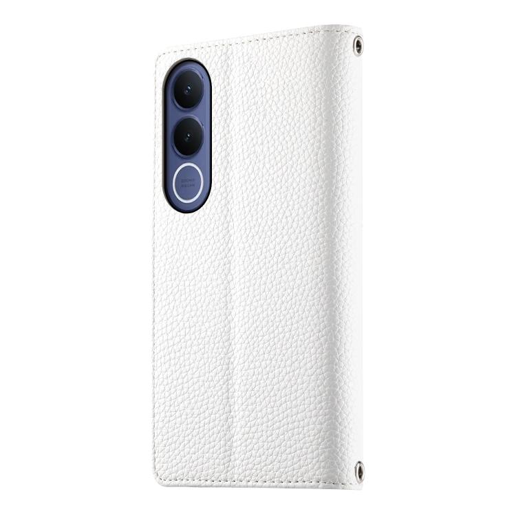 For vivo V70 FE 5G Stitching Multi-card Zipper Wallet Leather Phone Case with Short Strap