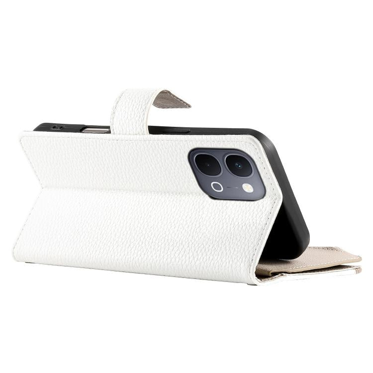 For vivo Y31d 4G Stitching Multi-card Zipper Wallet Leather Phone Case with Short Strap