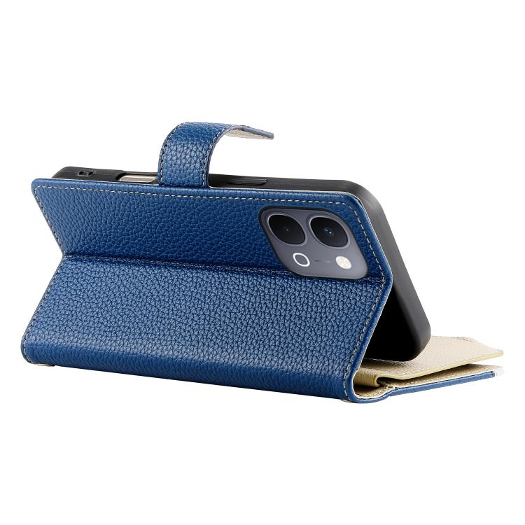 For vivo Y31d 4G Stitching Multi-card Zipper Wallet Leather Phone Case with Short Strap