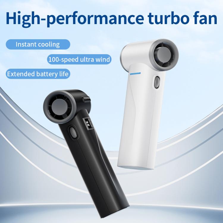 F2 Handheld Brushless Motor Mini Fan with Digital Display - Black