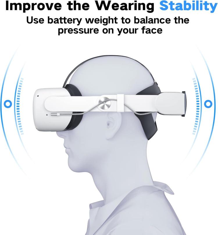 WG38 VR Head Strap with 1000mAh Battery, Model:Magnetic Ver. For Meta Quest 3 / 3S