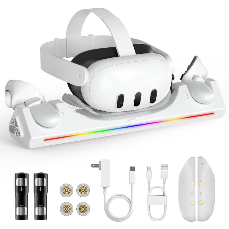 For Meta Quest 3 / 3S WG39 VR Headset & Controller Magnetic Charging Dock, US Plug - White