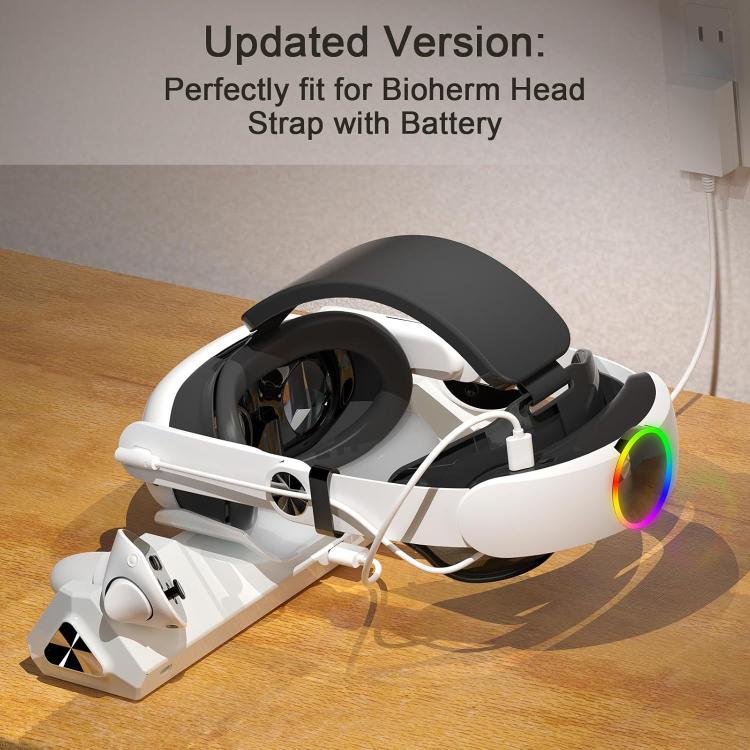 For Meta Quest 3 / 3S WG39 VR Headset & Controller Magnetic Charging Dock, US Plug - White