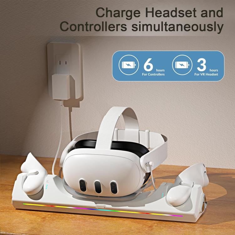 For Meta Quest 3 / 3S WG39 VR Headset & Controller Magnetic Charging Dock, US Plug - White