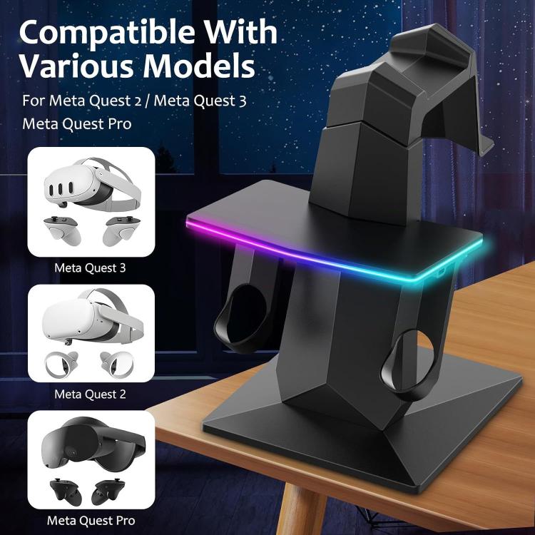 For Meta Quest 2 / 3 / 3S WG67 RGB Cool Lighting VR Display Stand - Black