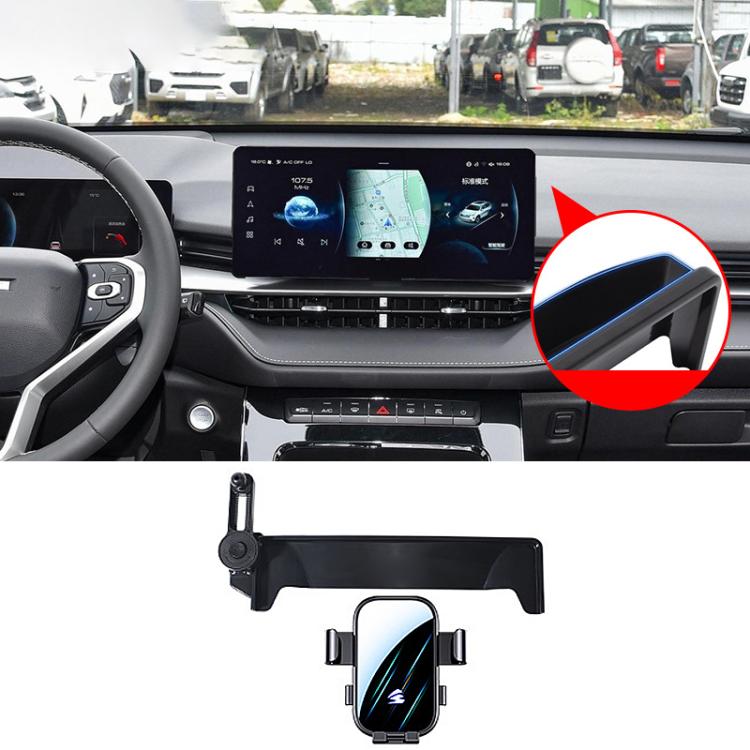 For Haval 3rd Gen H6 / H6S 2021-2022 Car Screen Phone Holder Mount with Extension Arm - Black