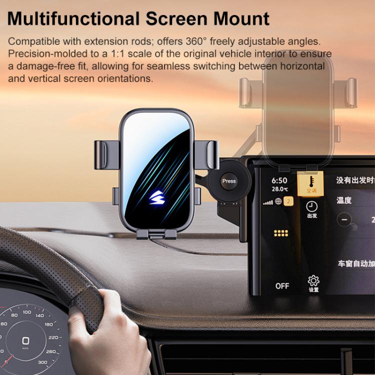 For Haval H9 2024-2025 Car Screen Phone Holder Mount with Extension Arm - Black