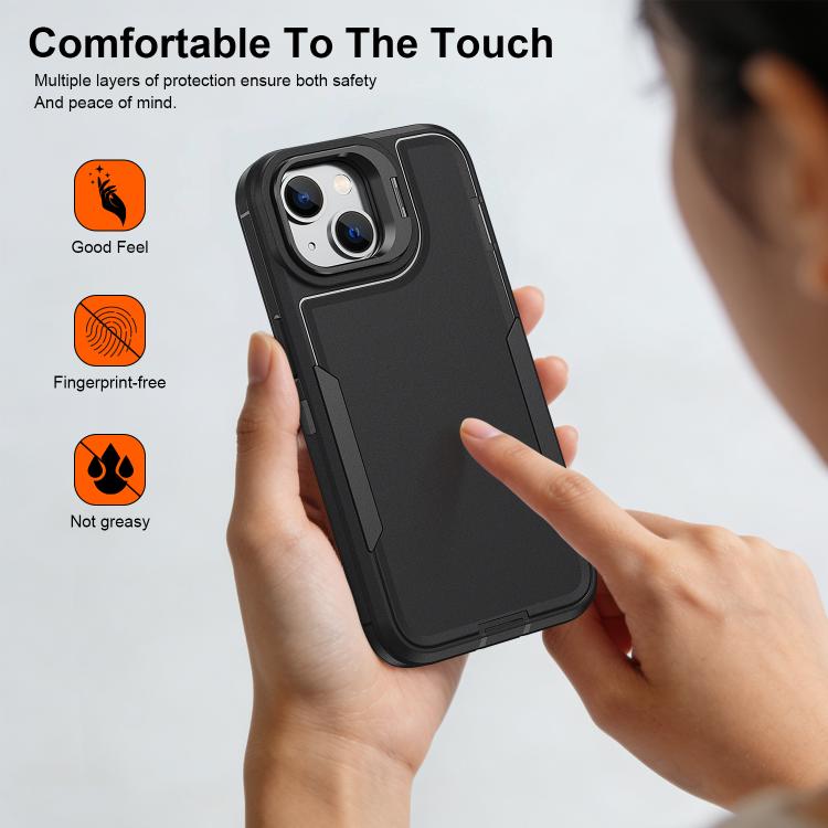 For iPhone 15 Plus / 14 Plus Traveler Lens Frame Holder Phone Case