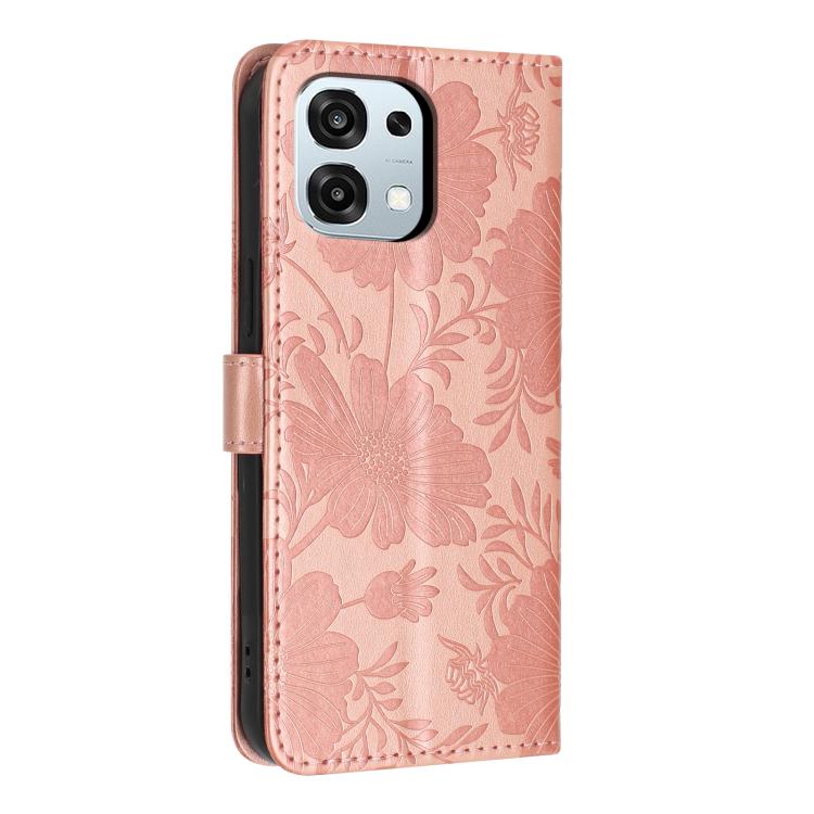 For OPPO A6 Pro 5G Global CPH2781 Sunflower Embossed Vegan Leather Phone Case with Small Black Rope