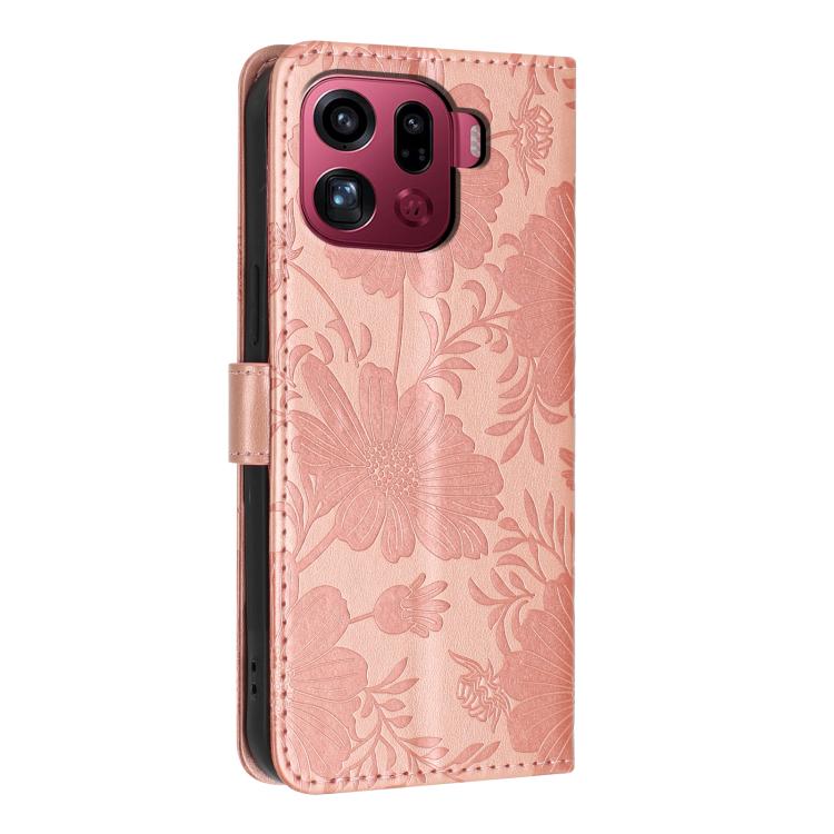 For OPPO Find X9 Pro Sunflower Embossed Vegan Leather Phone Case with Small Black Rope