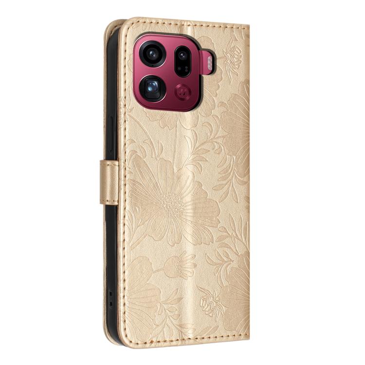 For OPPO Find X9 Pro Sunflower Embossed Vegan Leather Phone Case with Small Black Rope