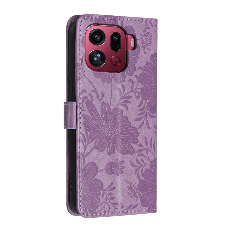 For OPPO Find X9 Pro Sunflower Embossed Vegan Leather Phone Case with Small Black Rope