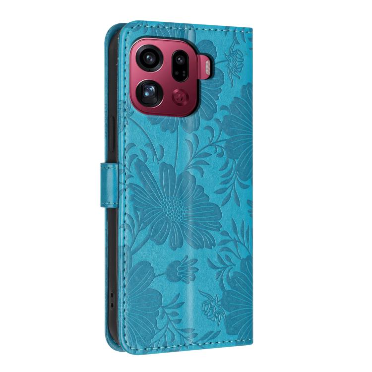 For OPPO Find X9 Pro Sunflower Embossed Vegan Leather Phone Case with Small Black Rope
