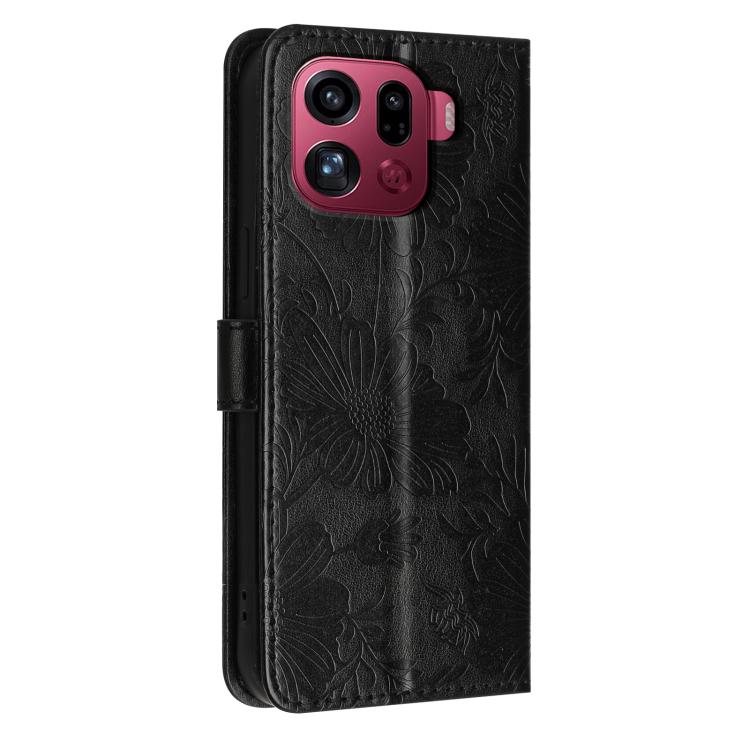 For OPPO Find X9 Pro Sunflower Embossed Vegan Leather Phone Case with Small Black Rope