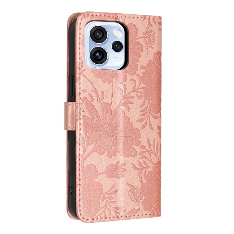 For OPPO Reno15 5G Global Sunflower Embossed Vegan Leather Phone Case with Small Black Rope