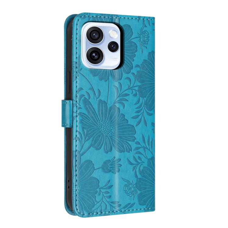 For OPPO Reno15 5G Global Sunflower Embossed Vegan Leather Phone Case with Small Black Rope