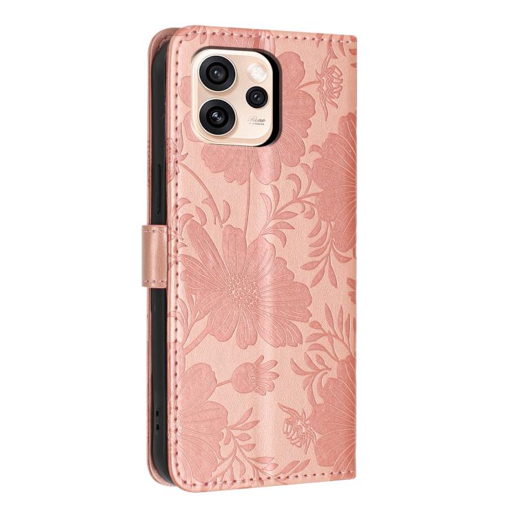 For OPPO Reno15 Pro 5G Global Sunflower Embossed Vegan Leather Phone Case with Small Black Rope