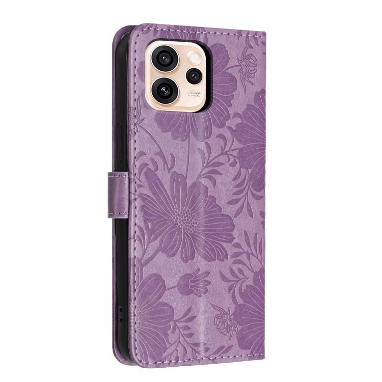 For OPPO Reno15 Pro 5G Global Sunflower Embossed Vegan Leather Phone Case with Small Black Rope