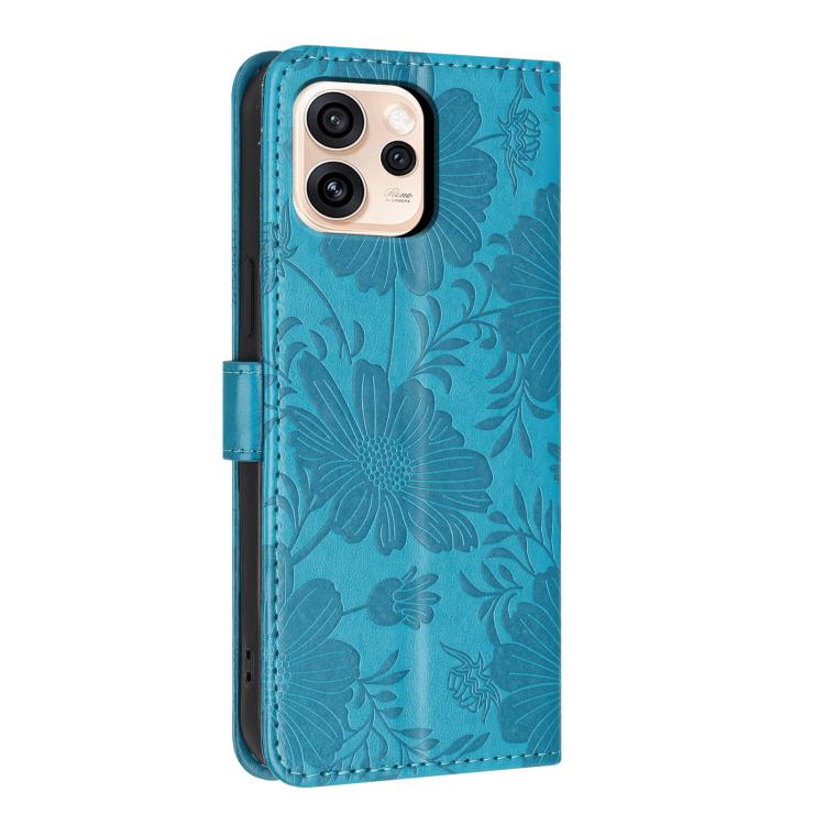 For OPPO Reno15 Pro 5G Global Sunflower Embossed Vegan Leather Phone Case with Small Black Rope