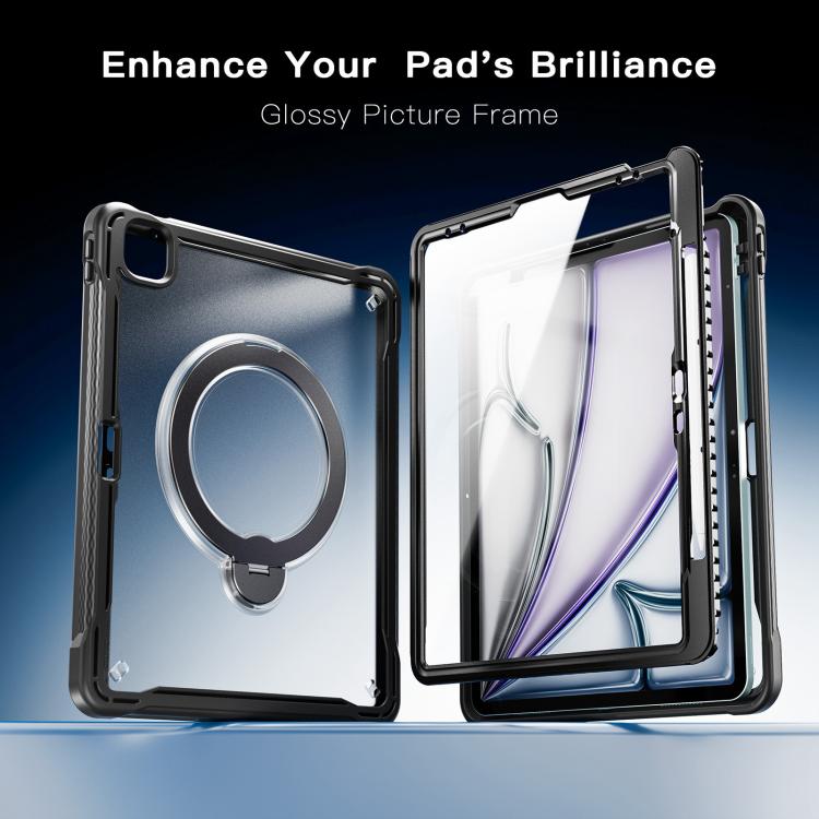 For iPad Air 13 2026 / 2025 / 2024 Powerful Sailor Metal Holder Hybrid Tablet Case with Strap & Glass Film