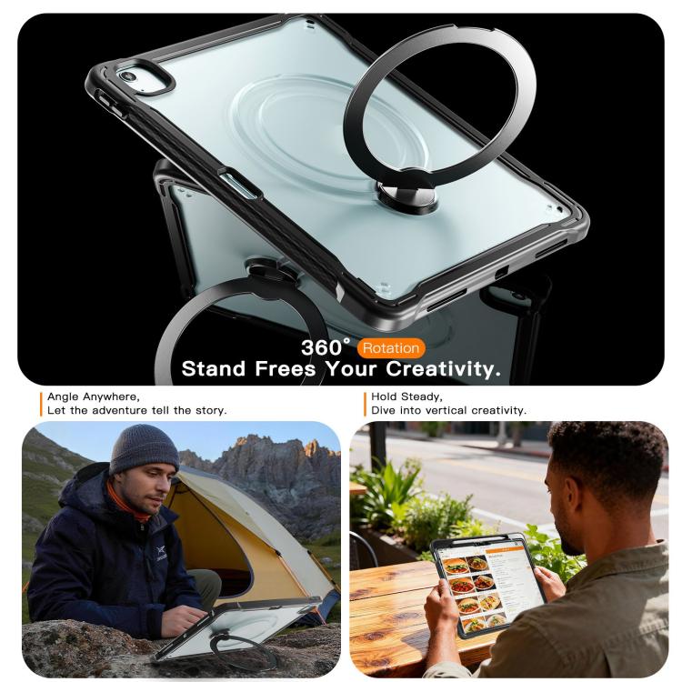 For iPad Air 13 2026 / 2025 / 2024 Powerful Sailor Metal Holder Hybrid Tablet Case with Strap & Glass Film