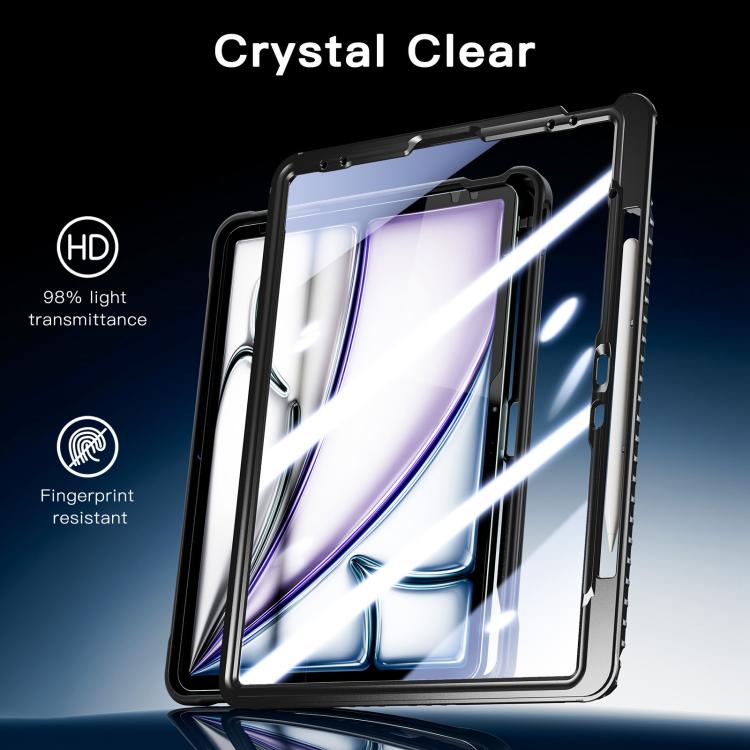 For iPad Air 13 2026 / 2025 / 2024 Powerful Sailor Metal Holder Hybrid Tablet Case with Strap & Glass Film
