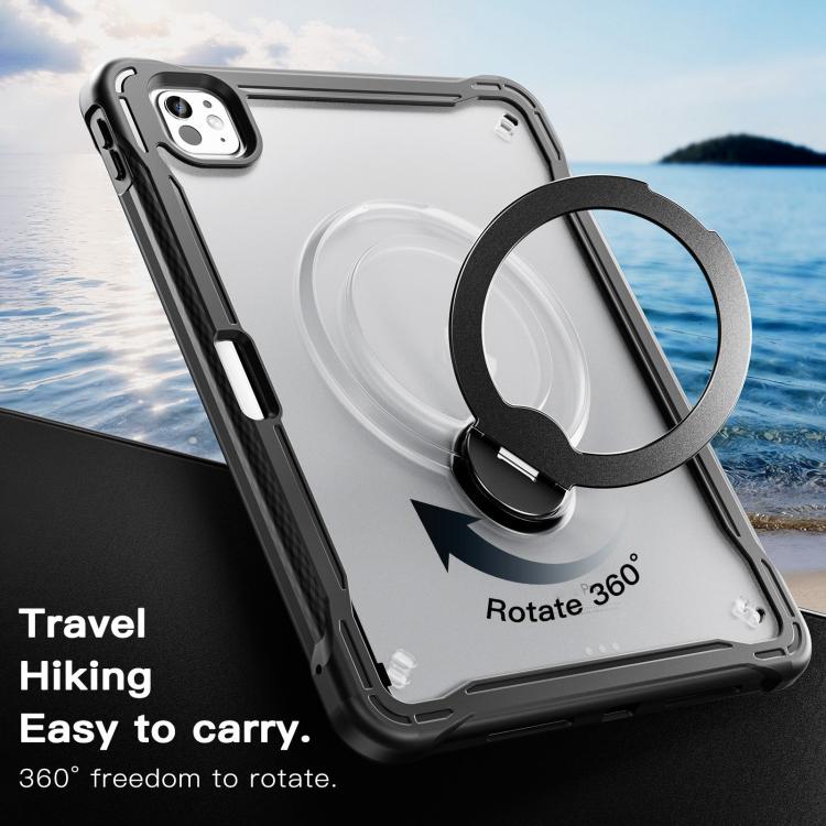 For iPad Pro 11 2025 / 2024 Powerful Sailor Metal Holder Hybrid Tablet Case with Strap & Glass Film