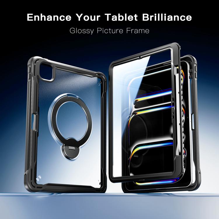 For iPad Pro 11 2025 / 2024 Powerful Sailor Metal Holder Hybrid Tablet Case with Strap & Glass Film