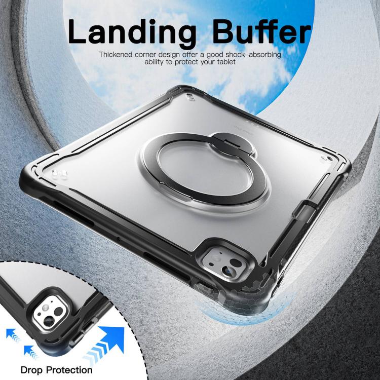 For iPad Pro 11 2025 / 2024 Powerful Sailor Metal Holder Hybrid Tablet Case with Strap & Glass Film