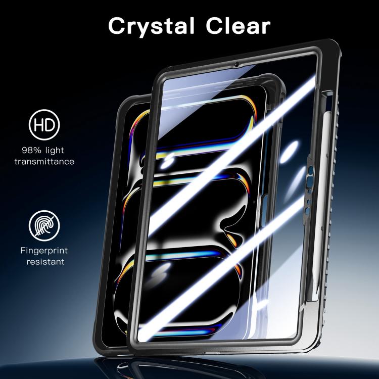 For iPad Pro 11 2025 / 2024 Powerful Sailor Metal Holder Hybrid Tablet Case with Strap & Glass Film
