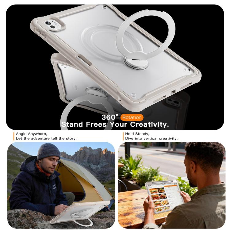 For iPad Pro 11 2025 / 2024 Powerful Sailor Metal Holder Hybrid Tablet Case with Strap & Glass Film