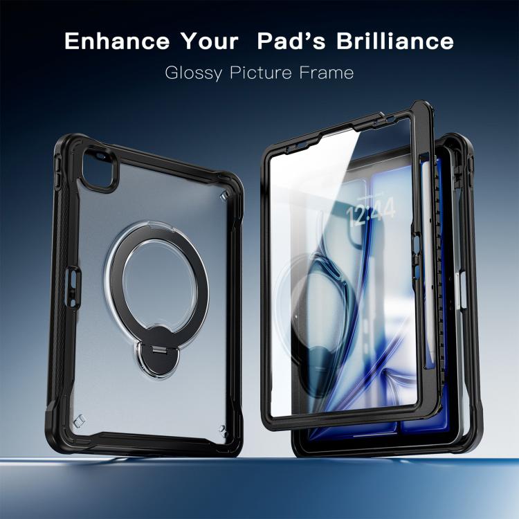 For iPad Air 11 2026 / 2025 / 2024 Powerful Sailor Metal Holder Hybrid Tablet Case with Strap & Glass Film