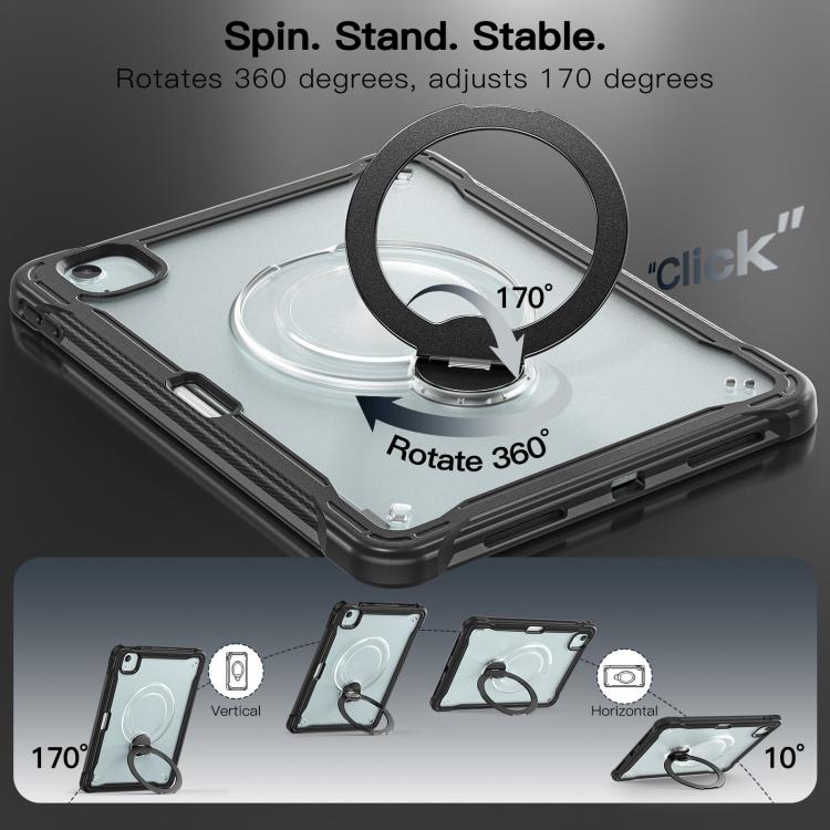 For iPad Air 11 2026 / 2025 / 2024 Powerful Sailor Metal Holder Hybrid Tablet Case with Strap & Glass Film