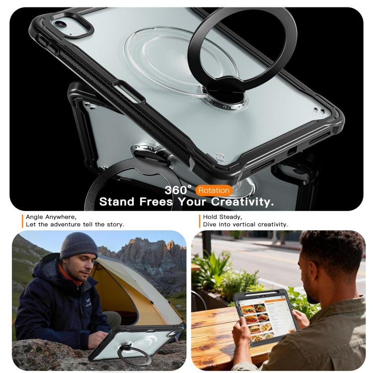 For iPad Air 11 2026 / 2025 / 2024 Powerful Sailor Metal Holder Hybrid Tablet Case with Strap & Glass Film