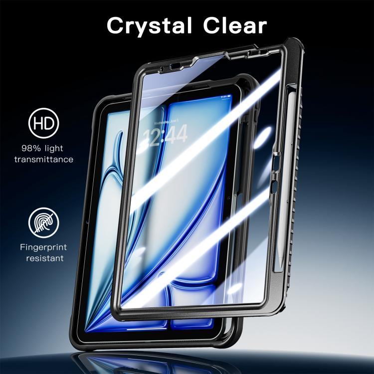 For iPad Air 11 2026 / 2025 / 2024 Powerful Sailor Metal Holder Hybrid Tablet Case with Strap & Glass Film