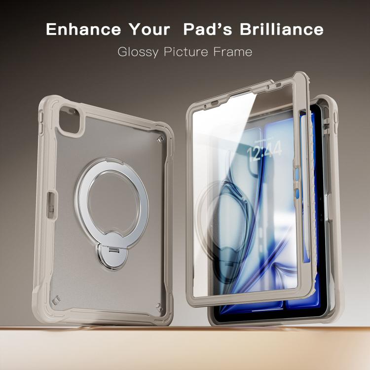 For iPad Air 11 2026 / 2025 / 2024 Powerful Sailor Metal Holder Hybrid Tablet Case with Strap & Glass Film
