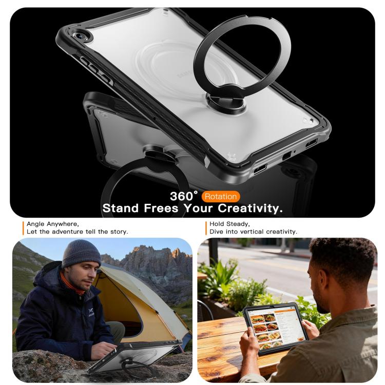 For Samsung Galaxy A11+ Powerful Sailor Metal Holder Hybrid Tablet Case with Strap & Glass Film