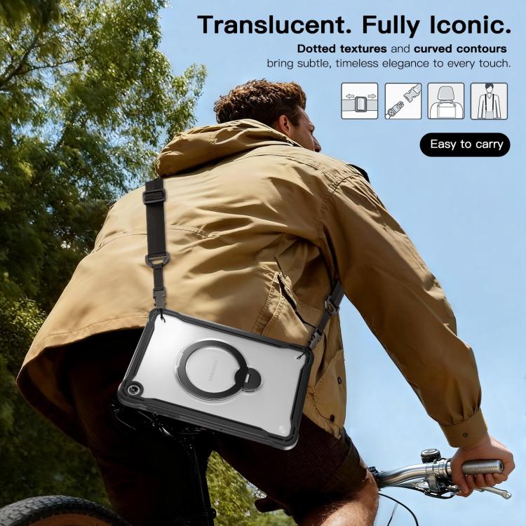 For Samsung Galaxy A11+ Powerful Sailor Metal Holder Hybrid Tablet Case with Strap & Glass Film