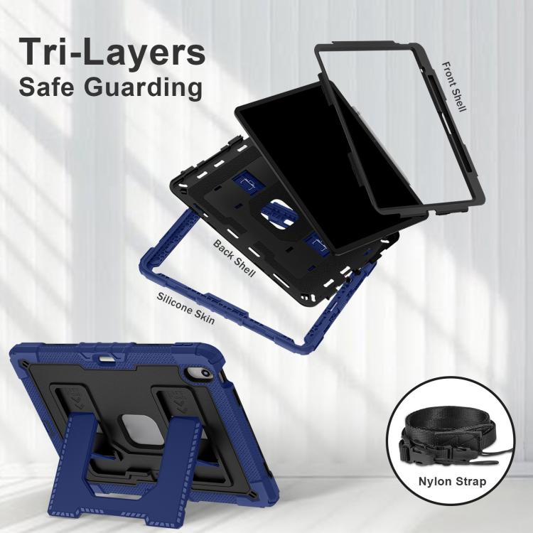 For iPad Air 13 2026 / 2025 / 2024 Big Holder Silicone Hydric PC Tablet Case with Shoulder Strap