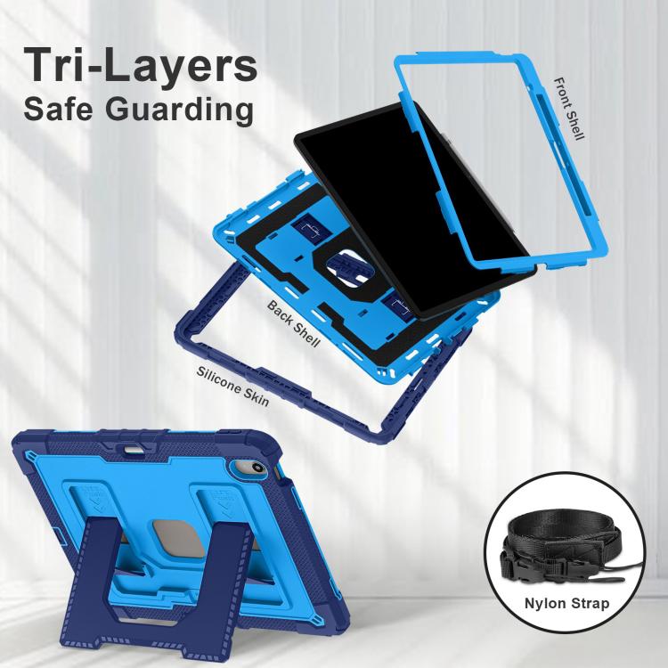 For iPad Air 13 2026 / 2025 / 2024 Big Holder Silicone Hydric PC Tablet Case with Shoulder Strap