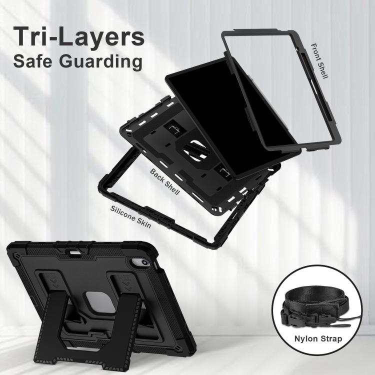 For iPad Air 13 2026 / 2025 / 2024 Big Holder Silicone Hydric PC Tablet Case with Shoulder Strap