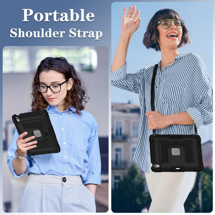 For iPad Air 13 2026 / 2025 / 2024 Big Holder Silicone Hydric PC Tablet Case with Shoulder Strap