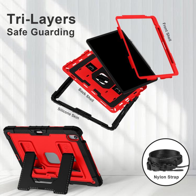 For iPad Air 13 2026 / 2025 / 2024 Big Holder Silicone Hydric PC Tablet Case with Shoulder Strap