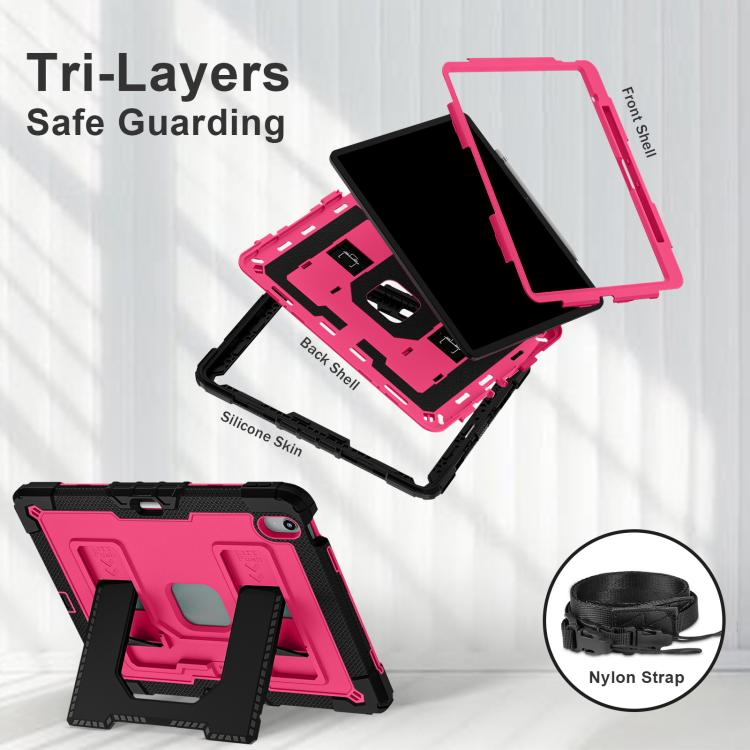 For iPad Air 13 2026 / 2025 / 2024 Big Holder Silicone Hydric PC Tablet Case with Shoulder Strap