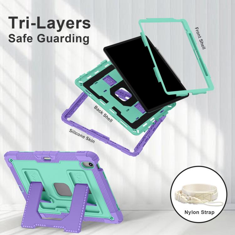 For iPad Air 13 2026 / 2025 / 2024 Big Holder Silicone Hydric PC Tablet Case with Shoulder Strap